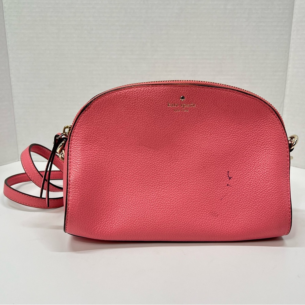 Kate Spade Crossbody Handbag Zip Curved Hot Pink Purse Camera Shoulder Bag Dome